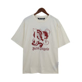 Cross-border pa spray-painted letter short-sleeved palm tree fog high street graffiti logo t