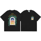 Summer collection: casa casablanca print oversized short-sleeve t-shirt - premium heavyweight cotton