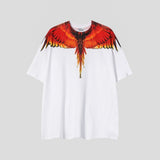 mb short-sleeved python lion head colorful feather wings t-shirt european and american loose couple