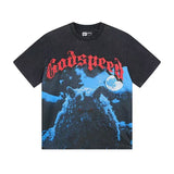 high version gods short sleeve heavy weight washed fog high street skull pure cottonprinting round