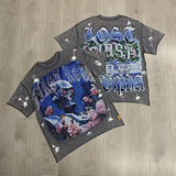 First row american trend high quality washed retro hot diamond casual short-sleeved t-shirt