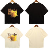 American rhu co-branded marlboro f formula traffic jam coconut tree sunset logo short-sleeved couple t