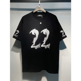 amri flow paint graffiti letter starry sky classic logo print short sleeve couple t-shirt