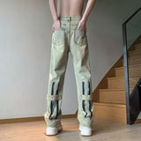 Unisex Jeans Yellow Clay Color Loose Fashion Jeans