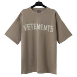 Vtm letter american style no photo printing loose washed distressed short sleeve t-shirt couple outfit
