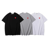 Kawakubo plaloveembroider short-sleeved pure cotton red heart eyes couple t-shirty long sleeves shirt taobao ling