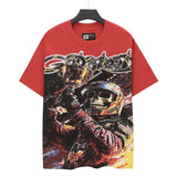 Cross-border wholesale high version gods short-sleeved heavy weight washed fog high street skull pure cotton printed round