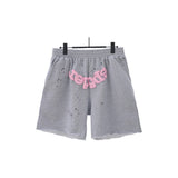 Spder hip-hop singer hotfix rhinestone foil letter print short sleeve t-shirt & rhinestone embellished shorts set (couple's style)