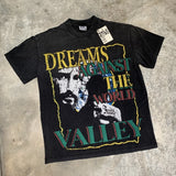 American retro valeforever washed & distressed hotfix rhinestone cotton short sleeve high street star t-shirt
