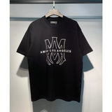[gram] am peace dove flowing paint graffiti letter starry sky classic logo printing short sleeve couple t-shirt