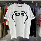 Hs-f summer collection: fog high street washed & distressed heavyweight crew neck graphic tee - couple's style