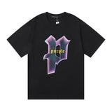 Purple br@nd comfy basics letter logo printing short-sleeved fog american street t-shirt