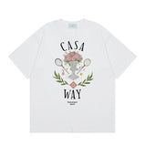 Summer collection: casa casablanca print oversized short-sleeve t-shirt - premium heavyweight cotton