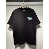 [gram] am peace dove flowing paint graffiti letter starry sky classic logo printing short sleeve couple t-shirt