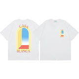 Summer collection: casa casablanca print oversized short-sleeve t-shirt - premium heavyweight cotton