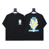 Ready to ship! summer amri high-quality, 100% cotton t-shirt with printed design and washed finish short sleeves