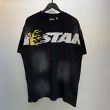 H-star series] fog high street retro women's head washed and distressed couple t-shirt shorts sweatshirt pants