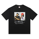 Wholesale export sup streetwear letter print 100% cotton t-shirt - relaxed fit, crew neck, short sleeve