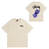 Summer running volume stussy short-sleeved t-shirt dice black eight ice cream comfy basics american couple summer t