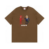 Wholesale export sup streetwear letter print 100% cotton t-shirt - relaxed fit, crew neck, short sleeve