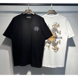 [gram] am flow paint graffiti letter starry sky classic logo print short sleeve couple t-shirt