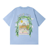casa casablanca short-sleeved fantasy door letter logo printingstylish round neck short-sleeved t-shirt