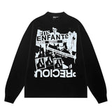 Erd melancholy rich second generation loose washed distressed pig head human face color matching hole hooded sweatshirt zipper