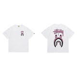 Early spring/summer camo ape head collaboration - little monkey logo print short sleeve couple's trendy tee