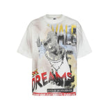 American valley washed distressed printing short-sleeved t-shirt valeforever hoodie sweatshirt long