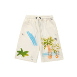 Correct version of spring and summer coconut palm tree short-sleeved series pa angel print couple trendy