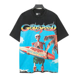 high version gods short sleeve heavy weight washed fog high street skull pure cottonprinting round