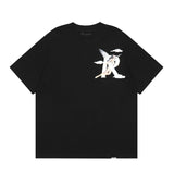 Represent short-sleeved angel print high street pure cotton accessible luxury couple loose shark doberman t