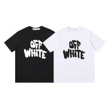 Wholesale off short sleeve ow dissolved arrow gradient starry sky splash ink t-shirt yellow tape warning line love
