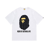 Early spring/summer camo ape head collaboration - little monkey logo print short sleeve couple's trendy tee