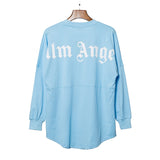 pa long sleeve t-shirt palm tree back letter big logo bat sleeve os dropped shoulders
