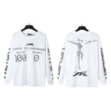 pa long sleeve t-shirt palm tree back letter big logo bat sleeve os dropped shoulders