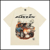 Hs american high street retro washed portrait short-sleeved t-shirt long sleeves sweatshirt hoodie