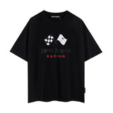 Summer trendy short-sleeve tee with back logo print - couple's fashion