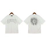 Cross-border wholesale correct version am splash ink flow paint camouflage starry sky graffiti letter short-sleeved high street couple t