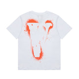 Cross-border supply large v letter lne cherry blossom short half-sleeve sketch embroidery lip print graffiti print short