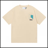 Export wholesale niche american fashion rhu flag floralsprinting double yarn pure cottoncasualloose couple short-sleeved t