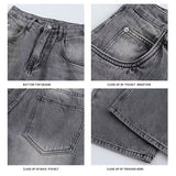 Unisex Jeans Hiphop Loose Straight Ripped Casual Versatile Jeans