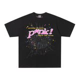 Spder hip hop singer youngthug foam letter couple short-sleeved t-shirt full of diamonds shorts