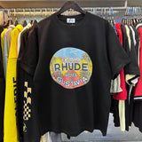 Rhude T Shirts Gustavia Hotel Printed Cotton Casual Short Sleeves Men's and Women's