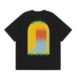 casa casablanca short-sleeved fantasy door letter logo printingstylish round neck short-sleeved t-shirt