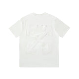 Wholesale off short sleeve ow dissolved arrow gradient starry sky splash ink t-shirt yellow tape warning line love