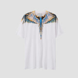 Cross-border wholesale european and american mb short-sleeved gradient colorful wings t-shirt couple black and white feather half