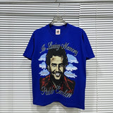 American asaali retro celebrity portrait print short sleeve men's 100% cotton t-shirt