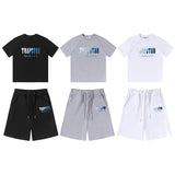 Factory direct trapstar rainbow letter gradient towel embroidery short sleeve t-shirt & fog high street shorts set