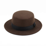 Walter White Hats Autumn and Winter Hat Men's and Women's Retro British Flat Top Flat Brim Woolen Hat